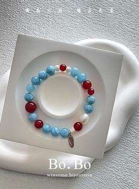 原创天然红玛瑙手链女