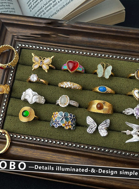 新中式复古宫廷风花朵戒指女时尚小众轻奢设计感指环个性食指戒