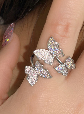 捡漏蝴蝶戒指女小众设计感高级轻奢气质百搭食指戒指环