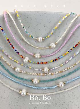 轻奢巴洛克高级感叠戴锁骨链琉璃