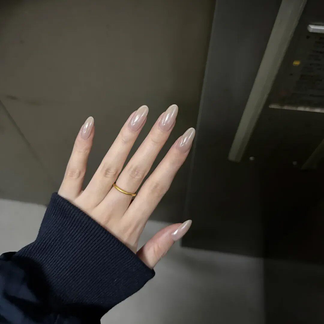 Hailey海莉裸色珍珠粉手工穿戴甲成品简约高级感美甲甲片百搭显白