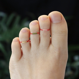 买二赠一｜超仙红绳可调节脚趾戒指女百搭简约指环小脚趾尾戒脚戒