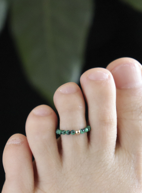 性感极细孔雀石脚戒指ins同款