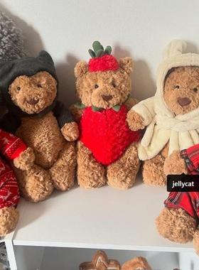 Jellycat巴塞罗熊着装茄子草莓巴熊睡衣南瓜蝙蝠安抚玩偶送礼女生