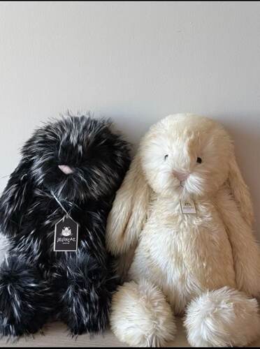 JELLYCAT英国限定Selfridges毛绒可爱长耳朵公仔黑色长毛兔子玩偶