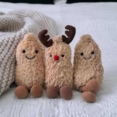 圣诞节新品趣味驯鹿花生毛绒玩具