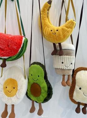 英国jELLYCAT趣味香蕉太阳包包新品斜挎包出街时尚水果毛绒玩具