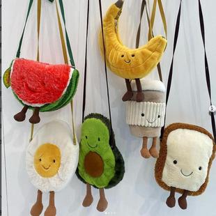 英国jELLYCAT趣味香蕉太阳包包新品斜挎包出街时尚水果毛绒玩具