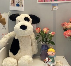 Jellycat 海盗狗害羞的黑白色小狗海盗狗黑色乳白色宝宝毛绒玩具