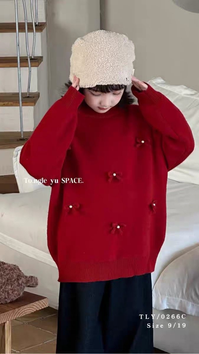 童乐鱼2025冬新款女童韩版加绒针织衫儿童圆领蝴蝶结毛衣外套0266,童装/婴儿装/亲子装,毛衣/针织衫,淘宝优惠券,粉丝福利购,淘宝优惠卷