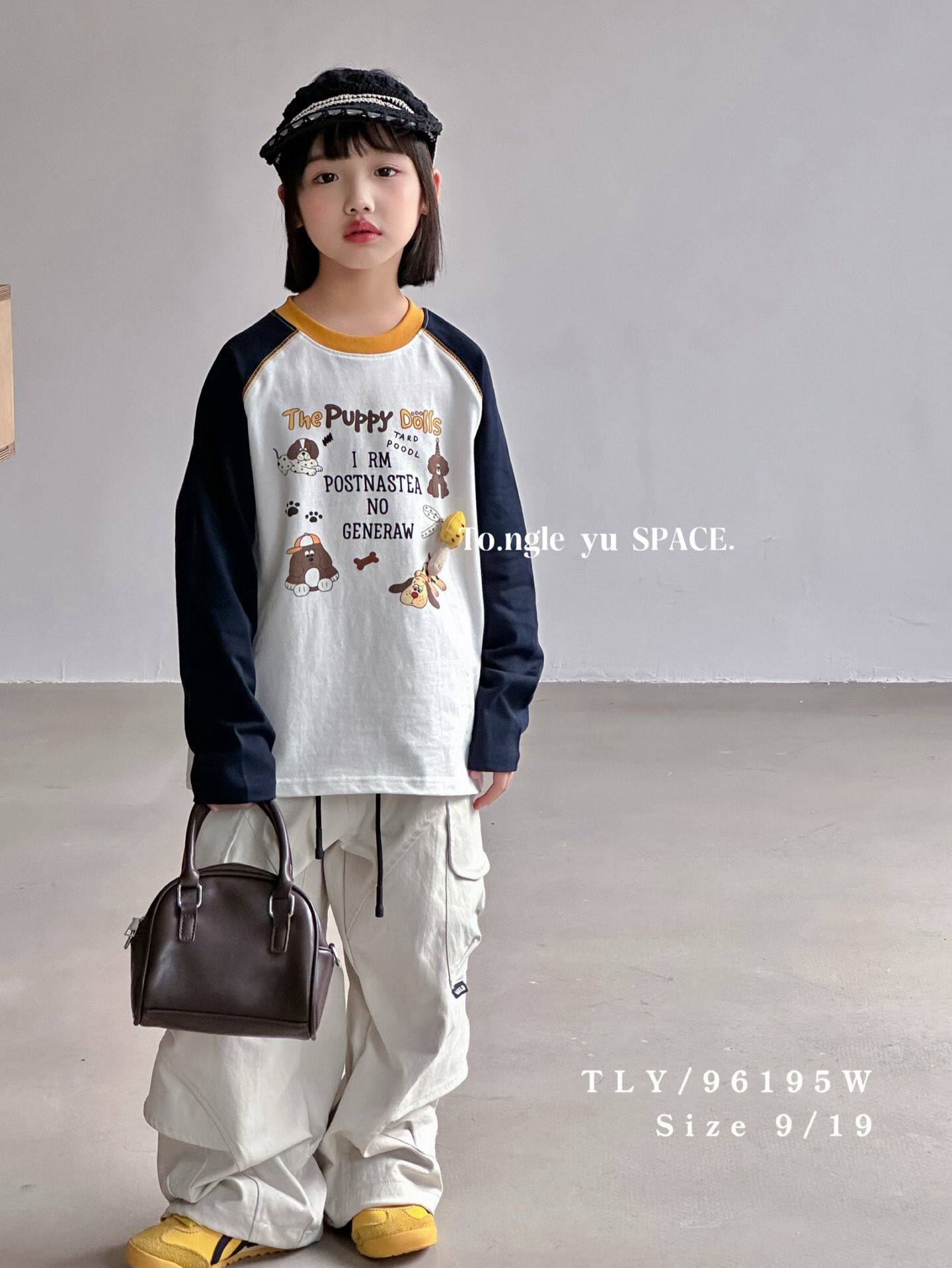 童乐鱼2026春新款男女童韩版洋气条纹长袖T恤儿童宽松上衣潮96195