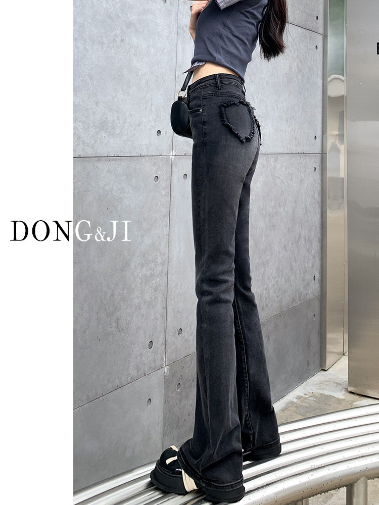 HIGH-WAISTED BOOTCUT JEANS WOMENS 2022 VELVET WINTER NEW SLIM LOOSE SMOKY GRAY FLARED MOP PANTS