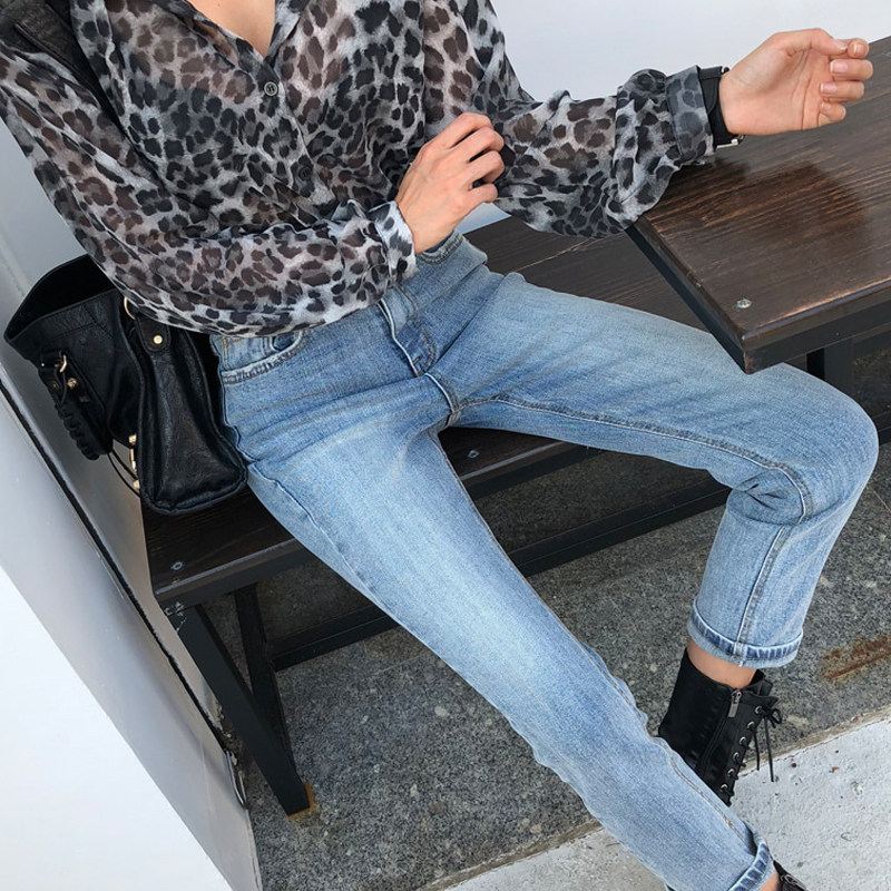 STRAIGHT BLUE CROPPED JEANS WOMENS SPRING 2020 NEW HIGH-WAISTED SLIM LOOSE WOMENS AUTUMN VERSATILE PANTS