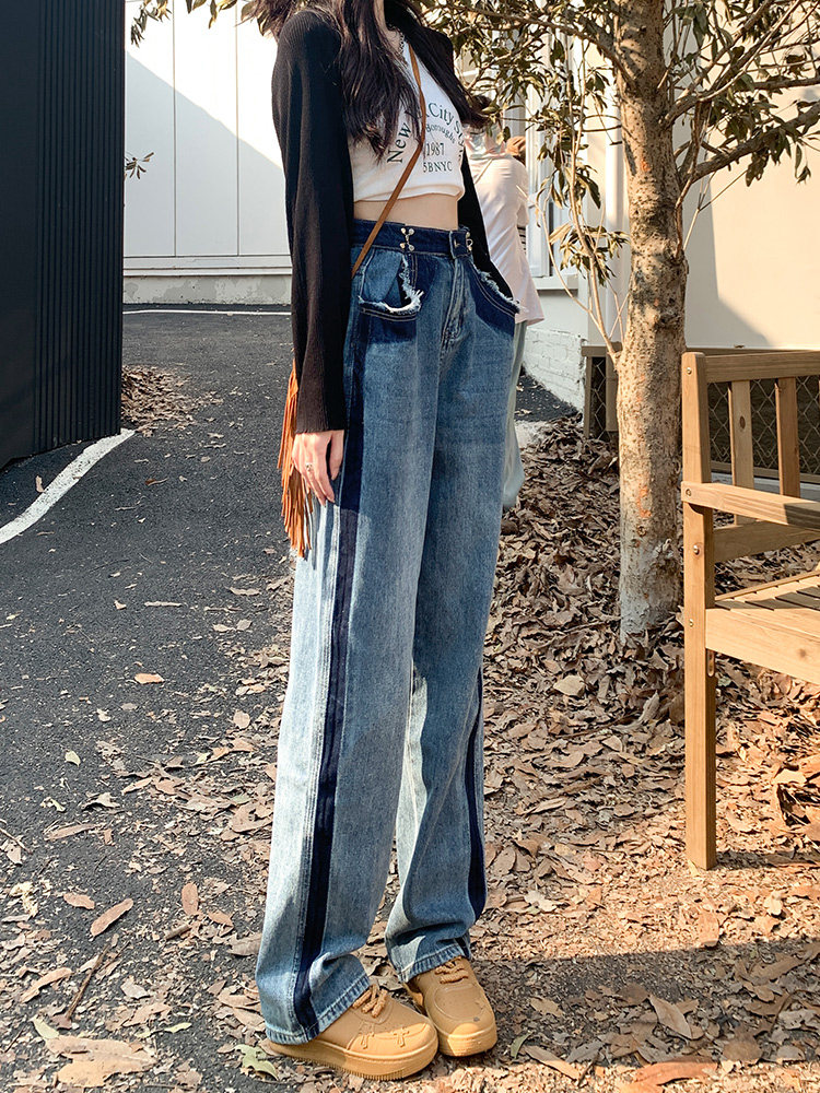 HIGH-WAISTED WIDE-LEG JEANS WOMENS SPRING 2023 NEW LOOK THIN AND VERSATILE DRAPE STRAIGHT-LEG MOPPING PANTS HOT GIRL TIDE