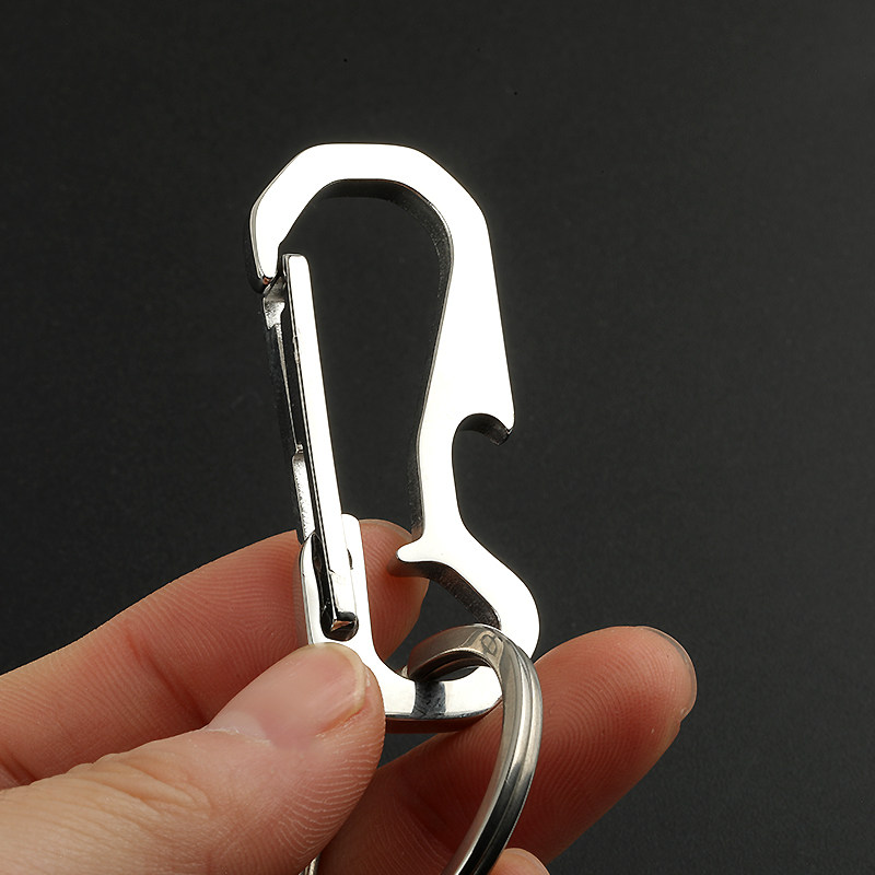 不锈钢开瓶器钥匙扣耐用坚固轻便时尚男士汽车挂扣钥匙圈多功能男