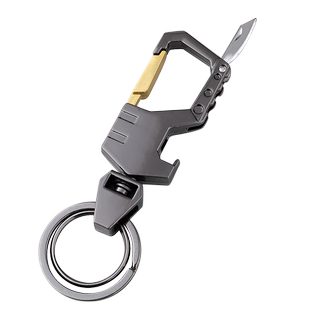 新款拆快递小刀汽车钥匙扣男士高档锁匙圈环多功能开瓶器刻字定制