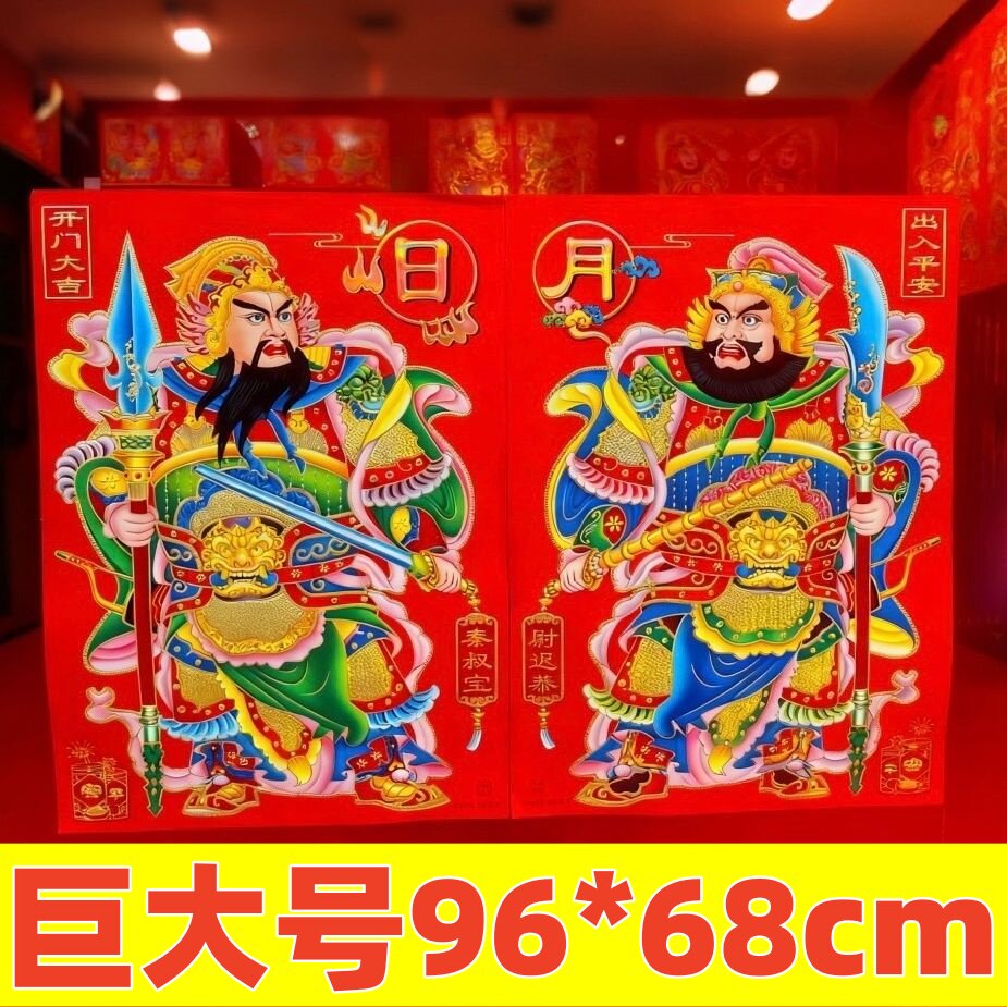 羊年门神门贴守门神将秦淑宝尉迟恭画像双开门大门门神春节装饰品