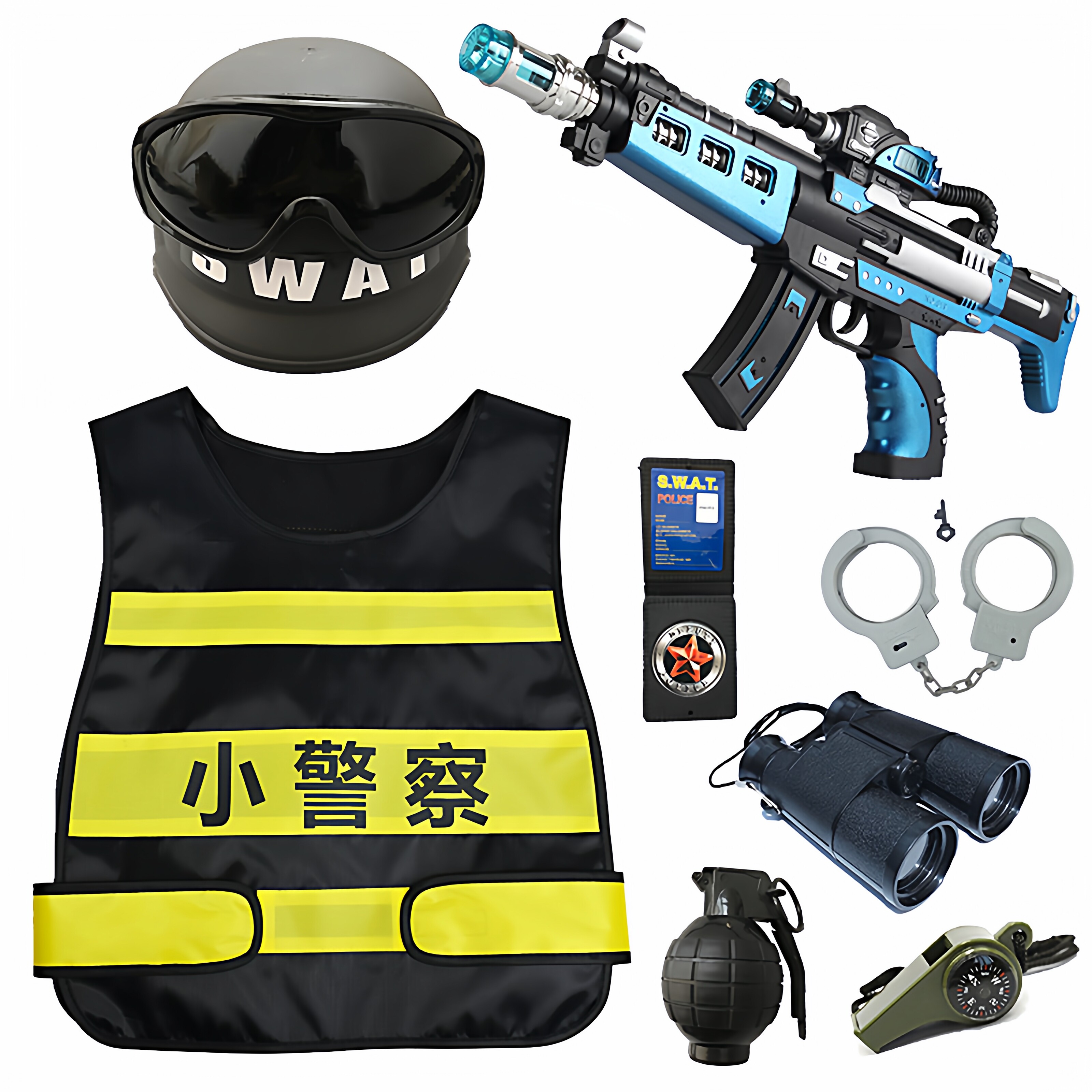 儿童小警察玩具套装黑猫警长过家家男孩益智装备道具声光玩具枪男