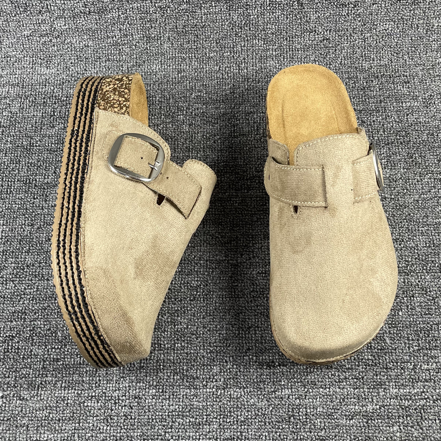 原单女鞋一脚蹬宽头增高捡漏半拖