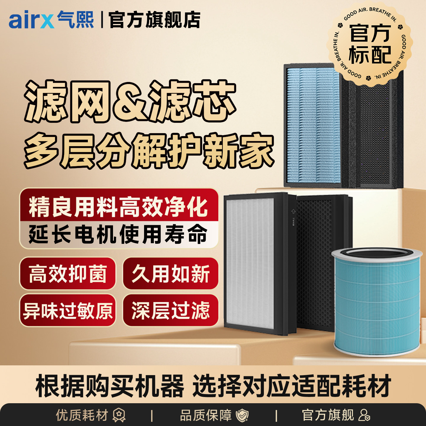 气熙（airx）空气净化器滤芯滤网A10/A8P/A7/A7F/A8/1套2片