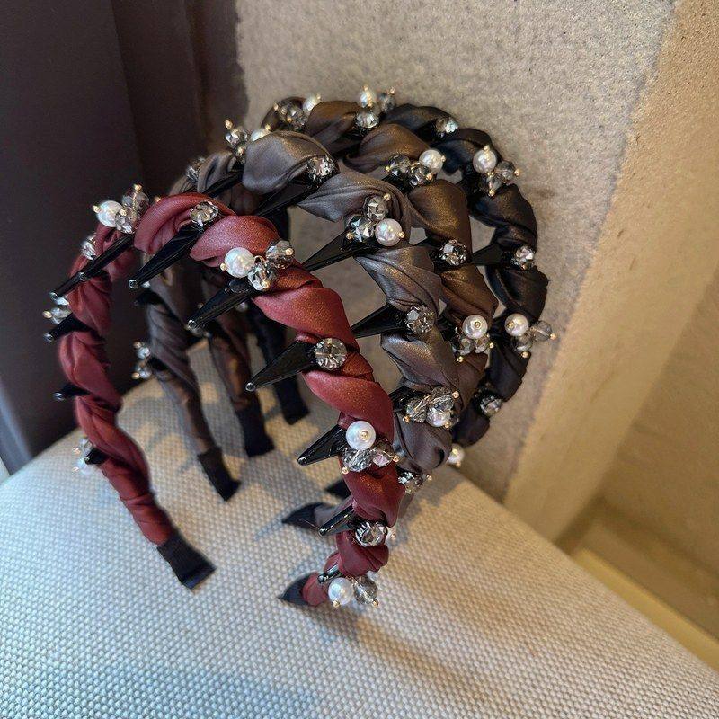 高级感轻奢水晶布艺缠绕带齿发箍高颅顶防滑头箍气质压发洗脸发卡,美发护发/假发,假发发箍,淘宝优惠券,粉丝福利购,淘宝优惠卷