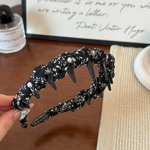 复古带齿梳碎花发箍女日常外出