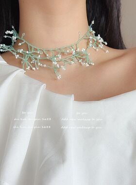 蒲公英手工编织项链锁骨链手链