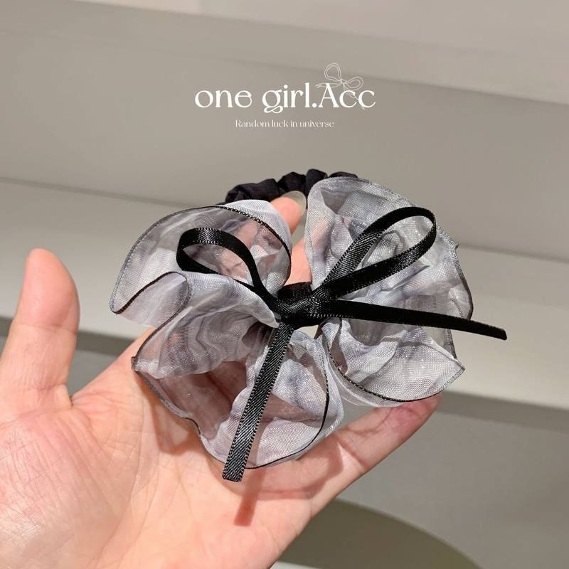 【烟花易冷】韩国水墨网纱蝴蝶结发绳高级感气质扎发头绳皮筋发饰