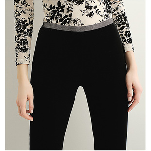 女装 2025秋季 腿休闲长裤 重工链条加厚丝绒松紧腰百搭直筒裤 新款