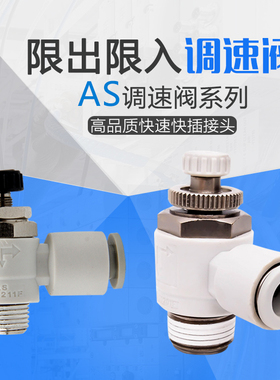 限入限出气体节流调速阀气缸减速气管咀接头SL/AS-M5-06/8SMCC型