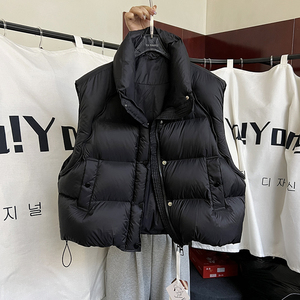 韩版短款羽绒马甲女2024冬季新款加厚宽松百搭外穿背心立领时尚潮