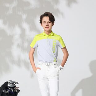 EAGEGOF儿童高尔夫服装短袖男童POLO衫速干透气夏季青少年上衣服