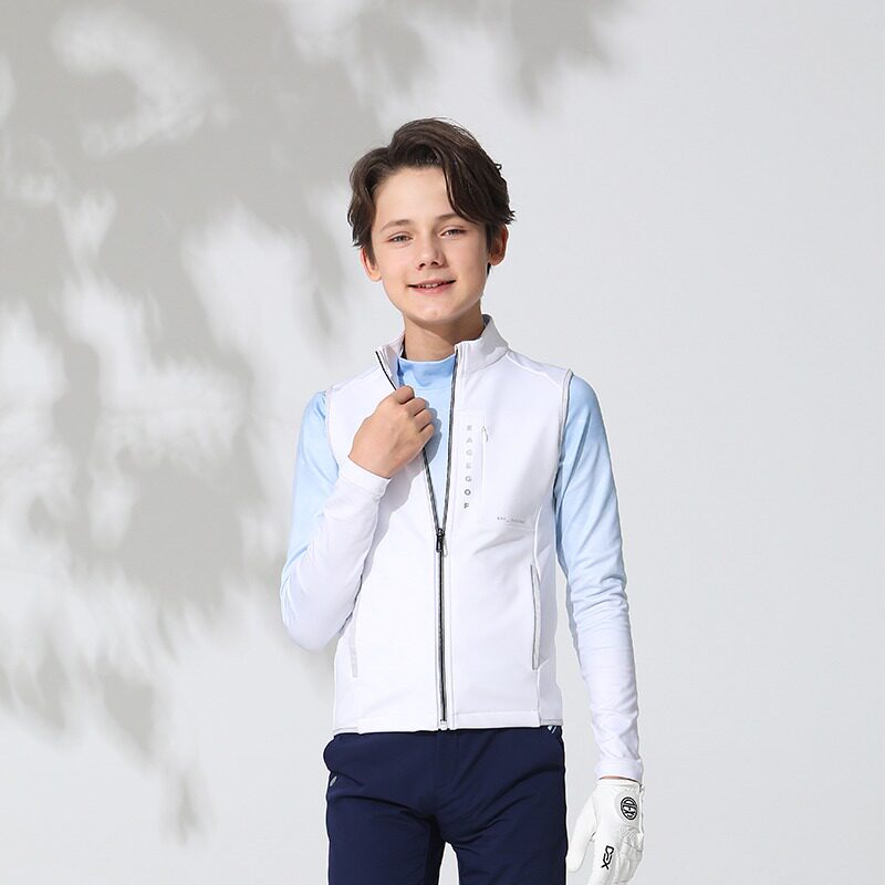 儿童高尔夫服装男童马甲针织薄绒背心春秋季新款青少年衣服保暖