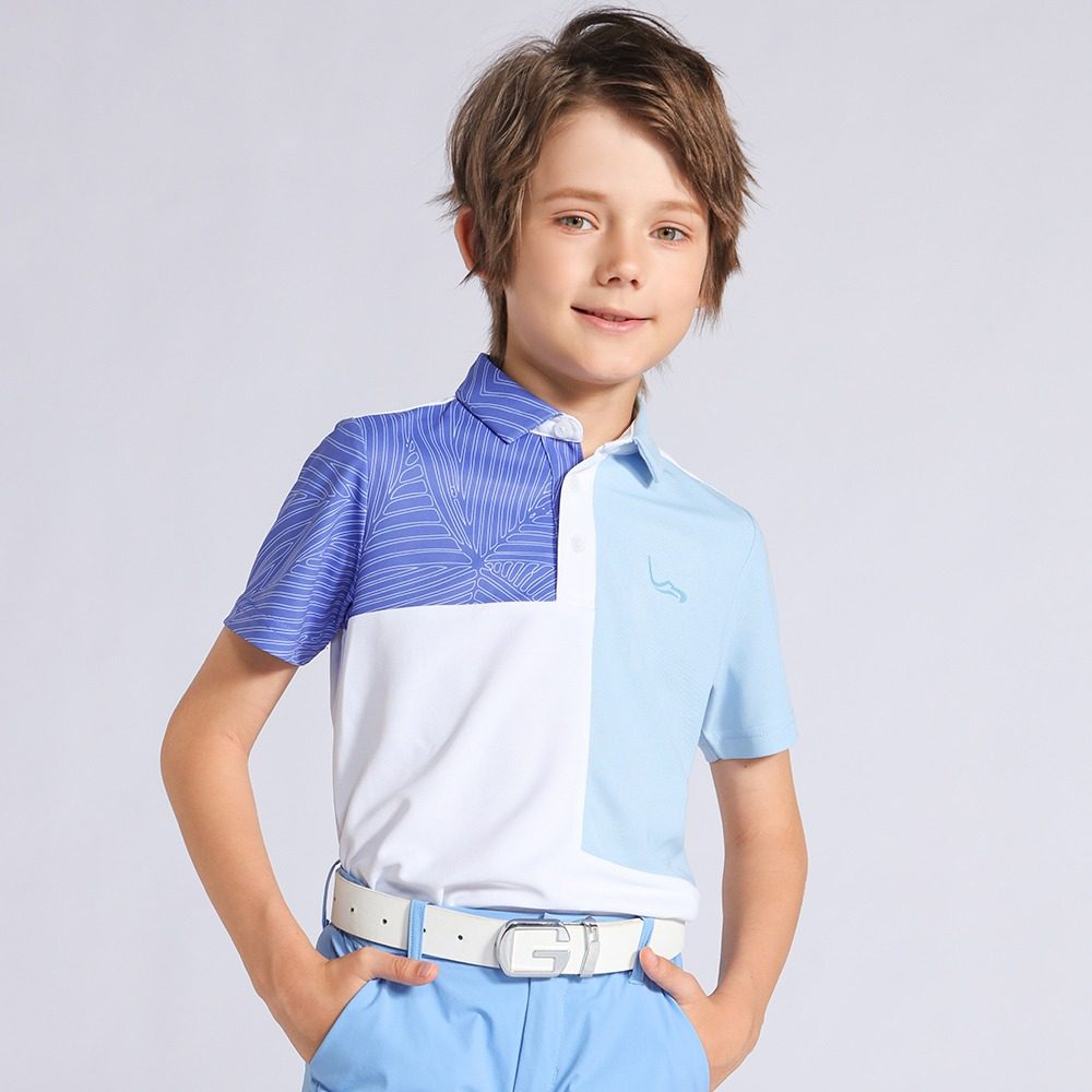 EG儿童高尔夫球服装男童短袖t恤夏季新款青少年golf衣服套装速干