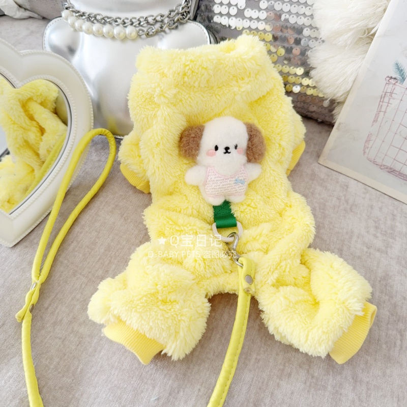 【软萌】毛绒宠物比熊雪纳瑞泰迪狗狗衣服秋冬装可爱卡通四脚衣