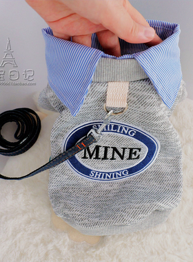 宠物猫咪雪纳瑞泰迪比熊狗狗衣服春秋装T恤帅气潮牌可配牵引绳