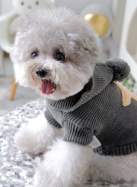 灰色毛衣宠物猫咪比熊博美雪纳瑞小型犬泰迪狗狗衣服秋季秋冬装