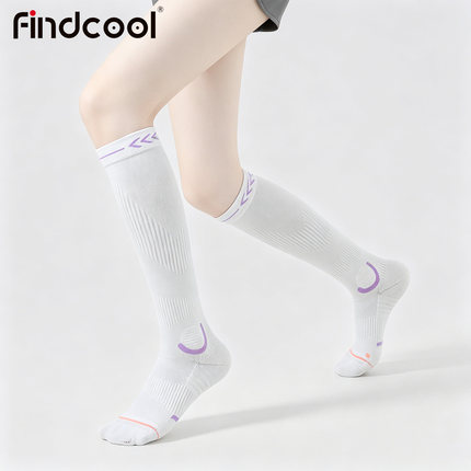 Findcool显瘦棉底中筒压力袜女舞蹈羽毛球气排球中考运动压缩袜