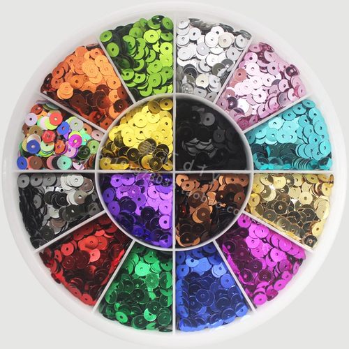 diy6mm平片刺绣银底中孔饰品