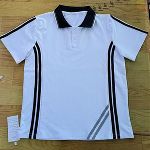 可定制中小学生校服短袖夏白色T恤藏蓝色翻领初高中运动半袖背心
