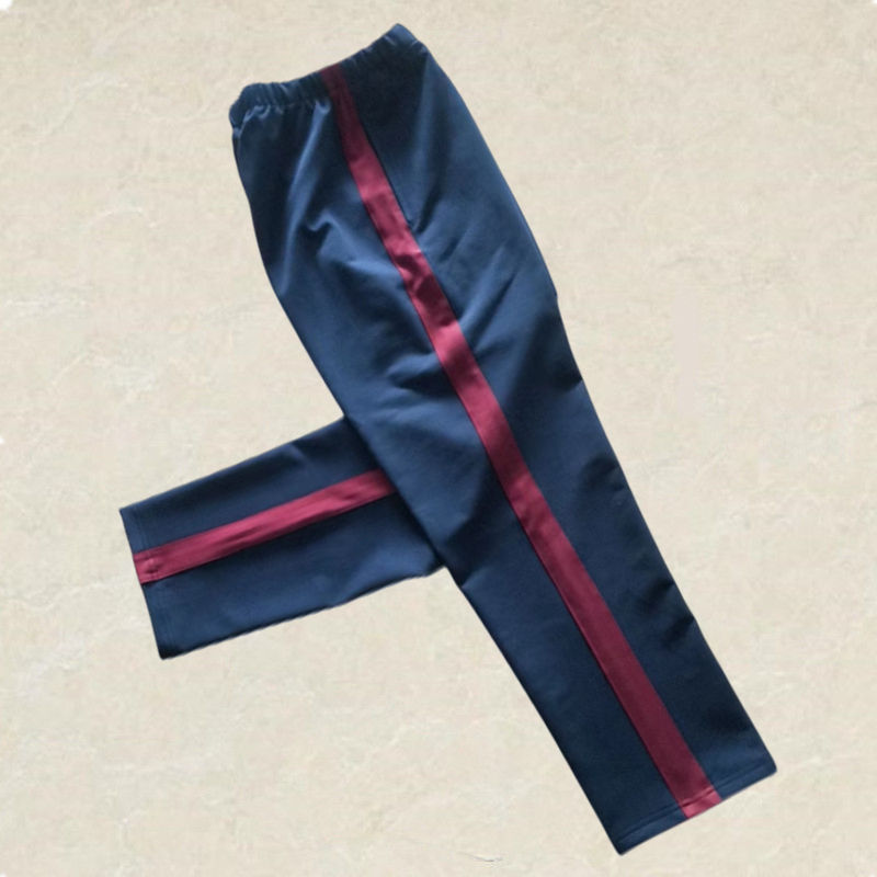 藏蓝色校服裤子秋冬浅蓝条