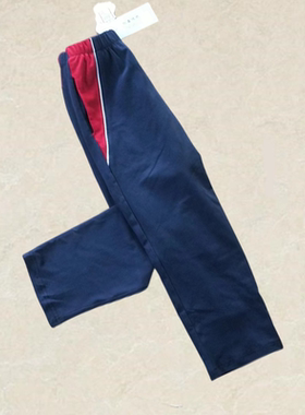 学生校服裤藏蓝色加三角红条冬季加绒保暖直筒长裤中小学生运动裤
