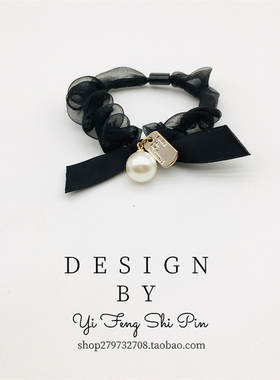 高级感珍珠飘带小肠发圈皮筋头绳甜美少女发饰轻奢韩系高马尾发绳