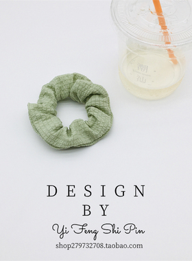 韩版小清新绿色褶皱发圈女简约百搭扎头发绳高弹力发绳皮筋头绳