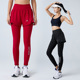 紧身瑜伽裤 加大码 多口袋 反光标跑步运动裤 女士假两件健身训练长裤