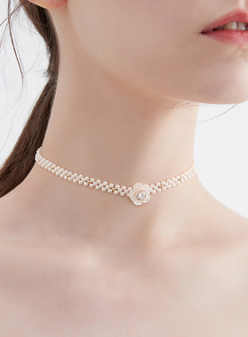 贝壳仿珍珠项链choker法式复古