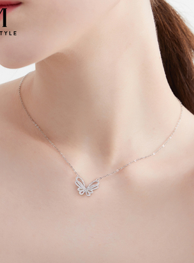 S925银蝴蝶项链女款2026新款