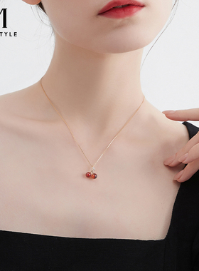 红色樱桃项链新款高级感颈链女