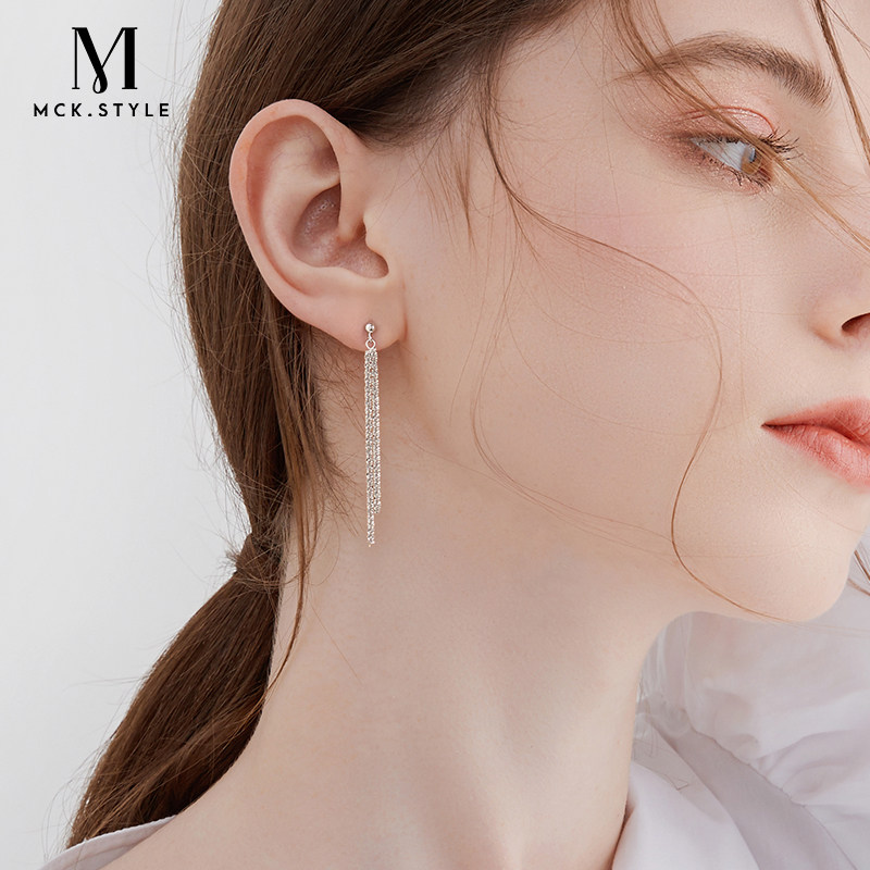 925银满天星流苏耳环2026新款简约高级感气质长款银耳饰耳坠女