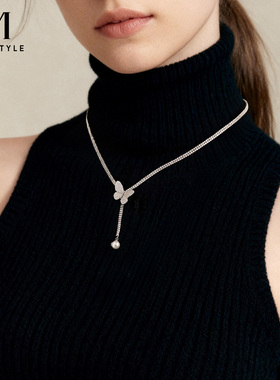 mck璀璨蝴蝶毛衣项链气质配饰